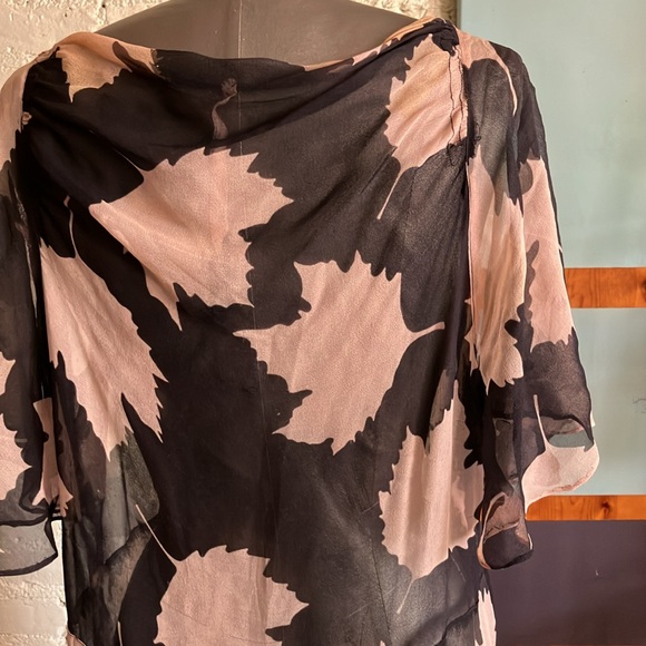 Vintage 20s leaf pattern sheer midi dress size small - Picture 8 of 16